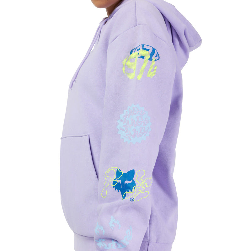 FOX LADY HELLO FUTURE FLEECE HOODIE LILAC