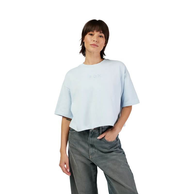 T-SHIRT FOX LADY WORDMARK OS CROP TEE PALE BLUE
