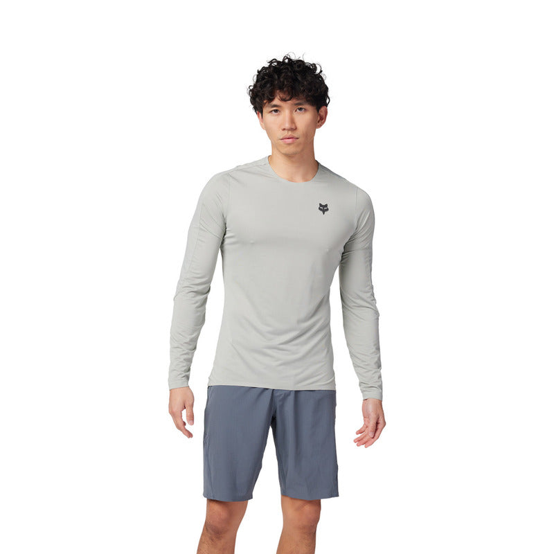 Fox Flexair Ascent Grey Vintage Long Sleeve Cycling Jersey | RideHub