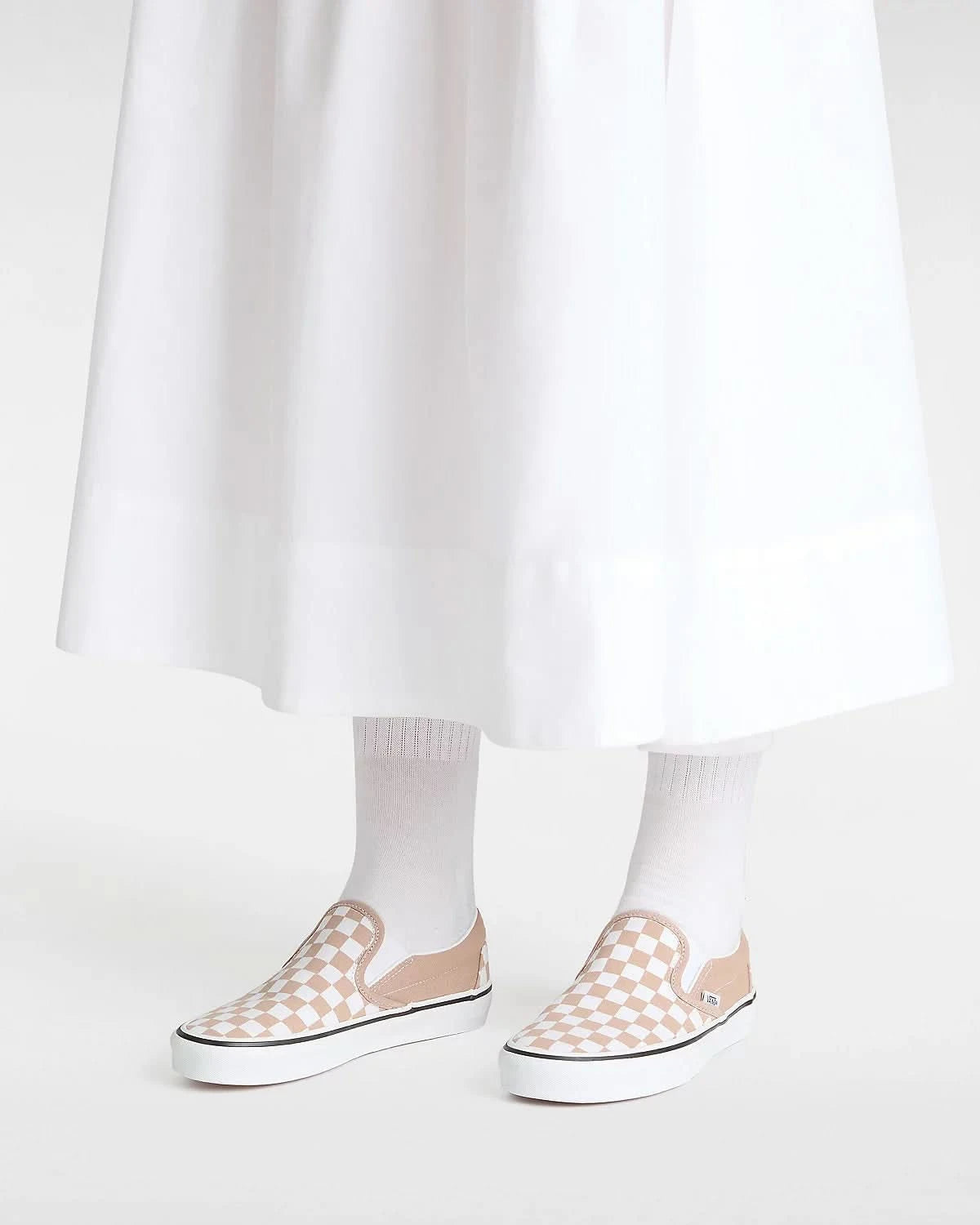 Vans Classic Slip-On Checkerboard Beige/White | RideHub
