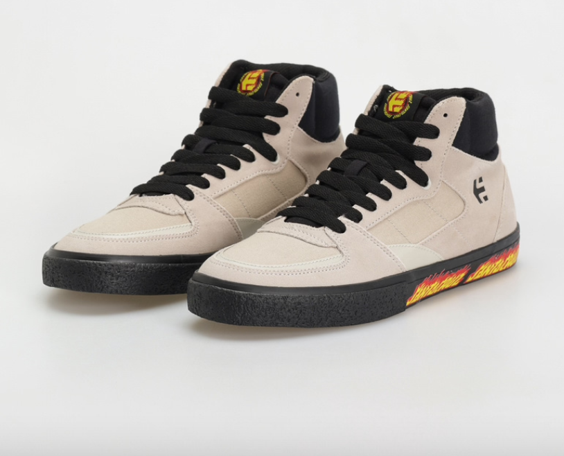 Etnies Screw Vulc Mid x Santa Cruz White/Black shoes | RideHub