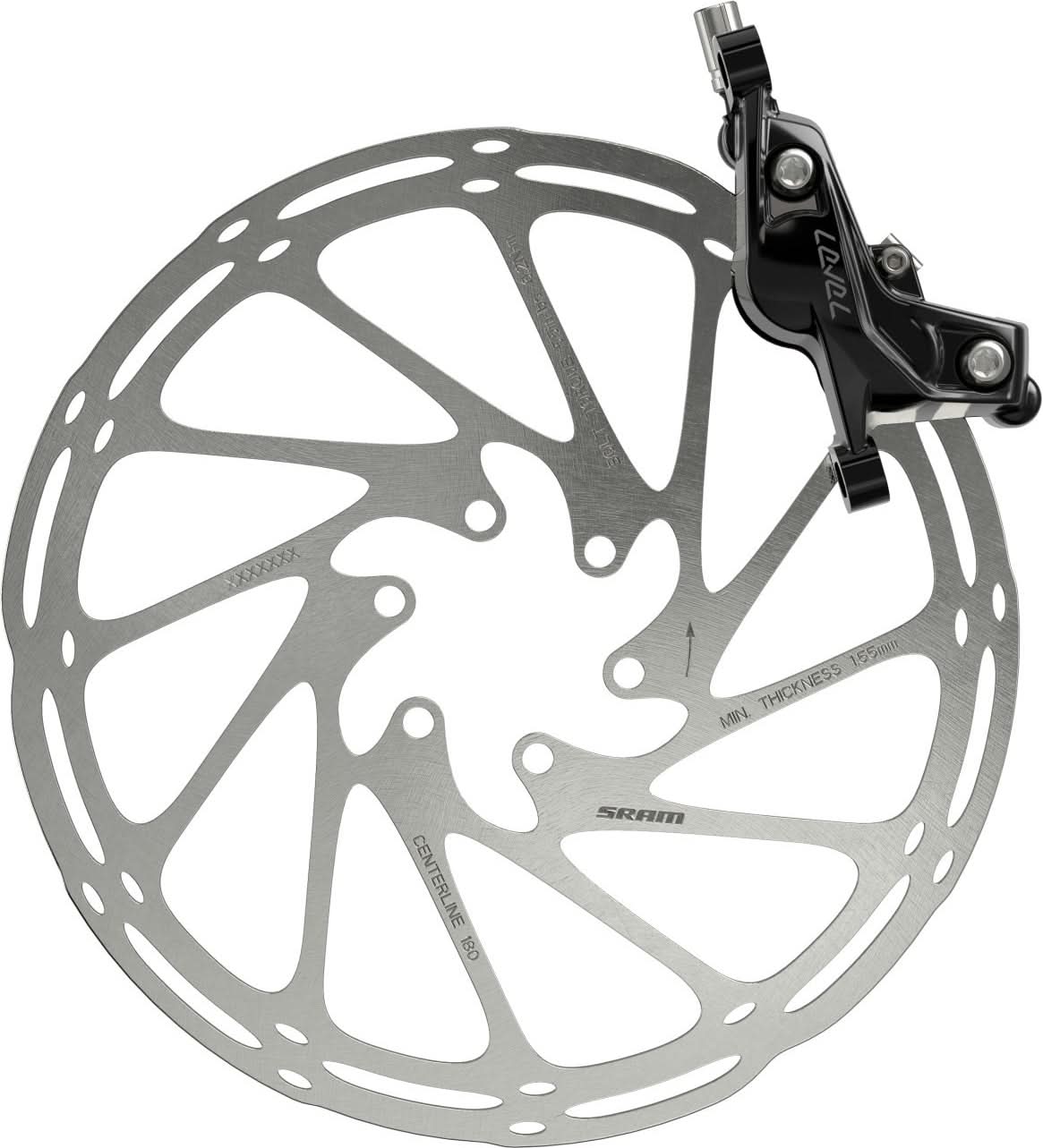 SRAM Bremse Level Silver Stealth - vorne schwarz, 950mm Leitung, 4 Kolben ohne Rotor/Adapter