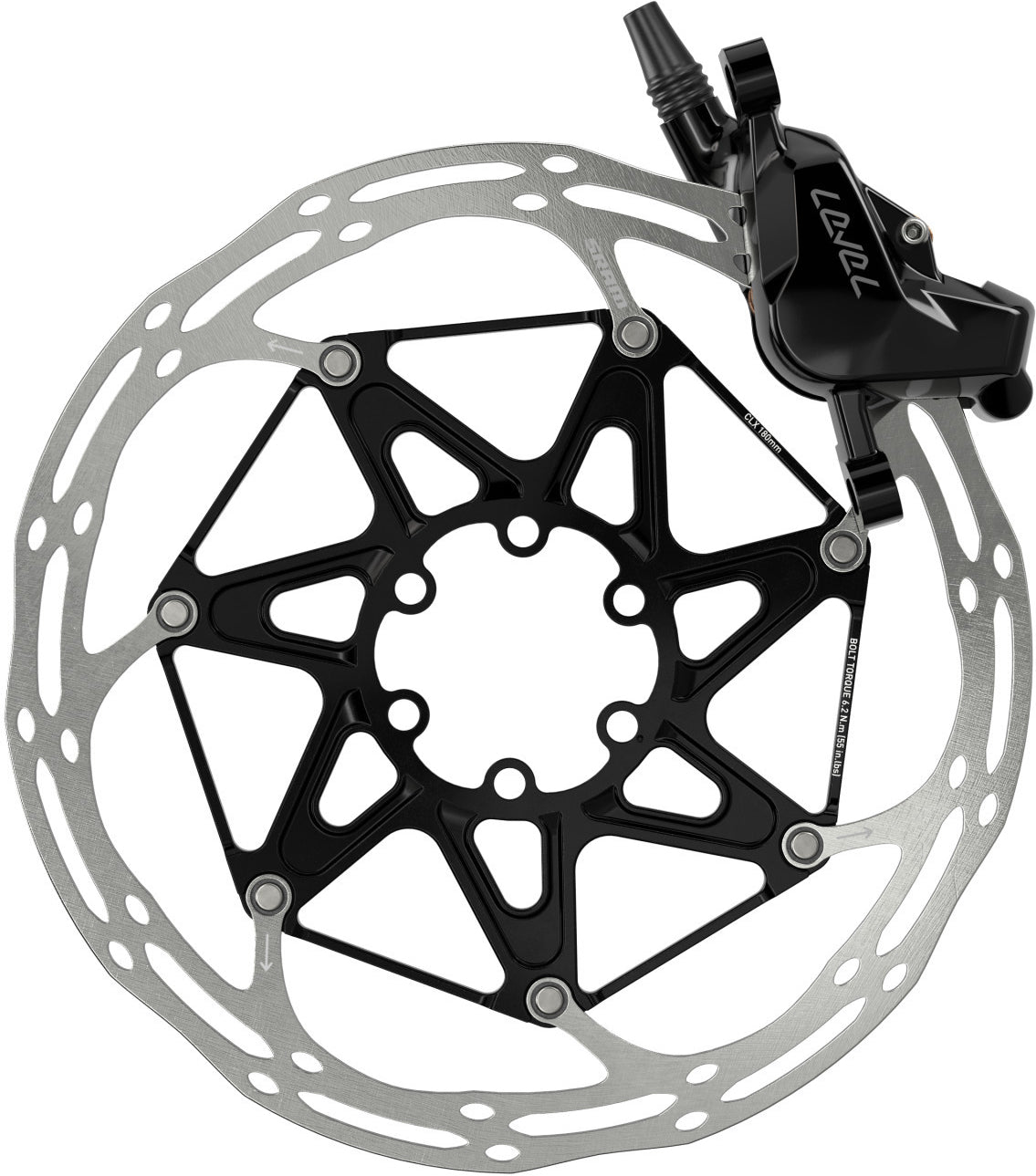 SRAM Bremse Level Silver Stealth - vorne schwarz, 950mm Leitung, 2 Kolben ohne Rotor/Adapter