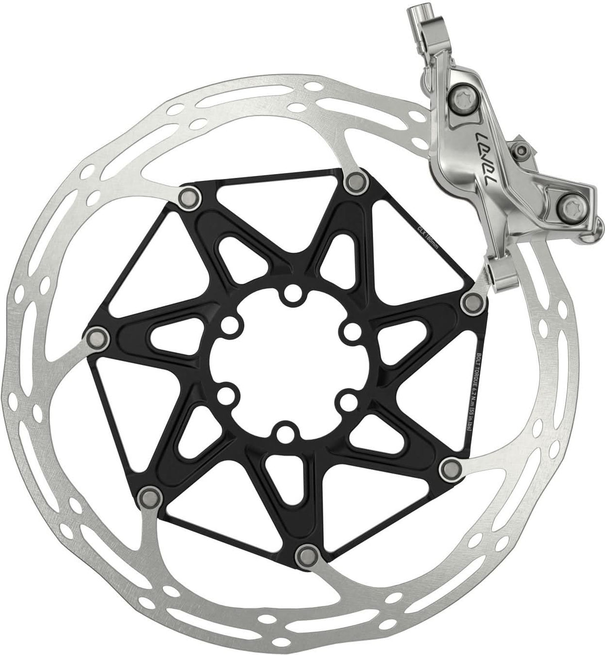 SRAM Bremse Level Ultimate Stealth-vorne silver, 950mm Leitung, 4 Kolben ohne Rotor/Adapter