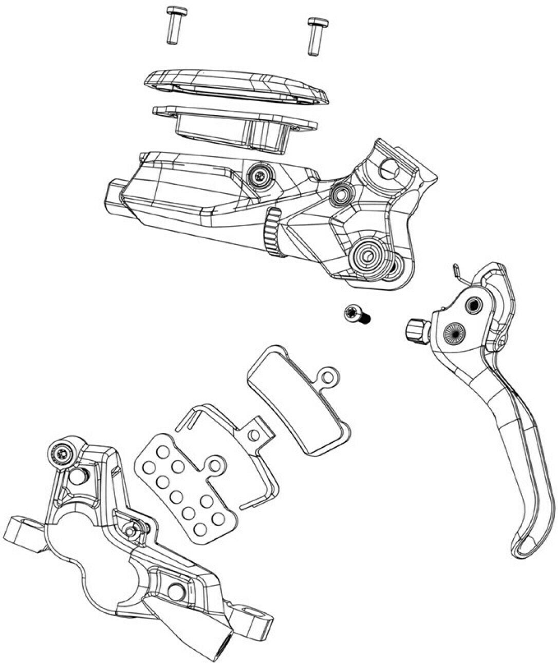DISC BRAKE LEVER ASSEMBLY - ALUMINUM LEVER (ASSEMBLED, NO HOSE, INCLUDES BARB &