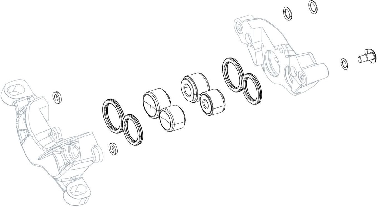DISC BRAKE CALIPER PISTON KIT - (INCLUDES 2-16mm &2-14mm CALIPER PISTONS, SEALS
