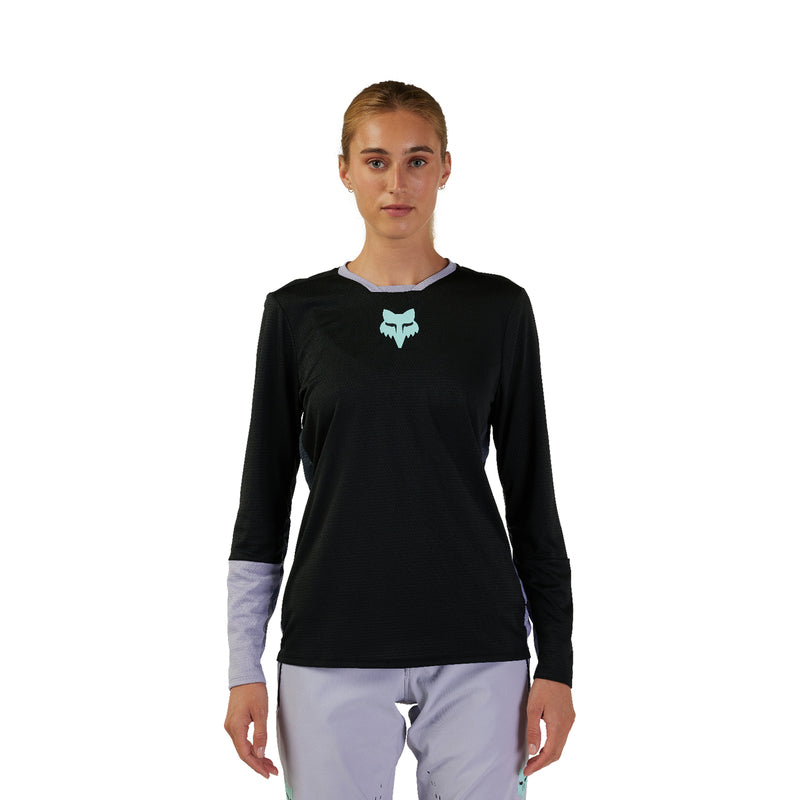Fox Lady W Defend Race Black Long Sleeve Cycling Jersey | RideHub