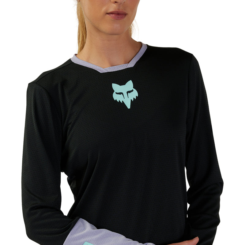 Fox Lady W Defend Race Black Long Sleeve Cycling Jersey | RideHub