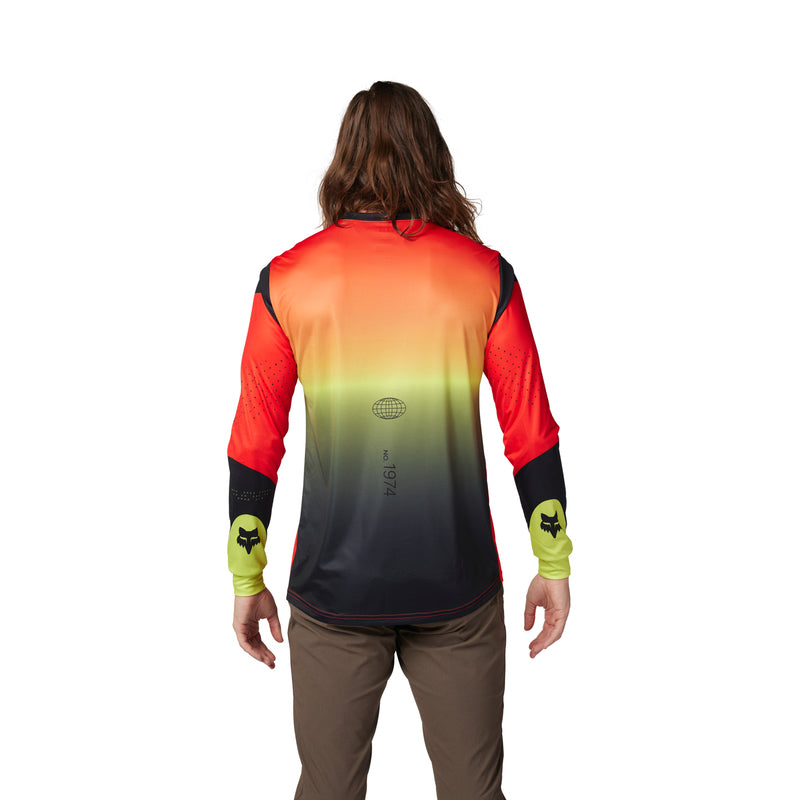 Fox Ranger Revise Long Sleeve Cycling Jersey Red/Yellow | RideHub