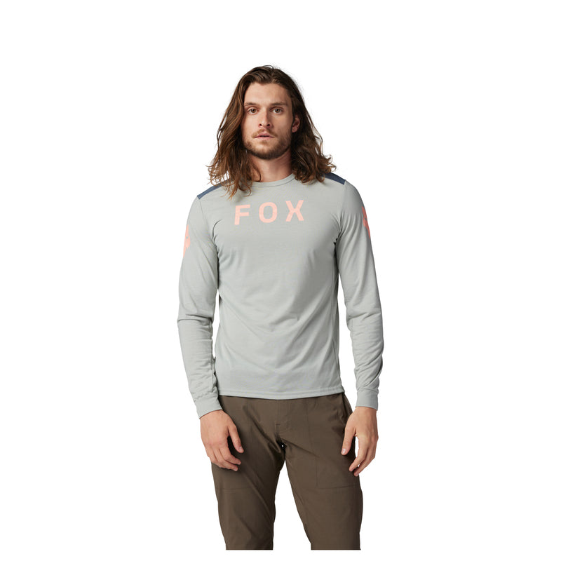 Fox Ranger Dr Aviation Grey Vintage Long Sleeve Cycling Jersey | RideHub