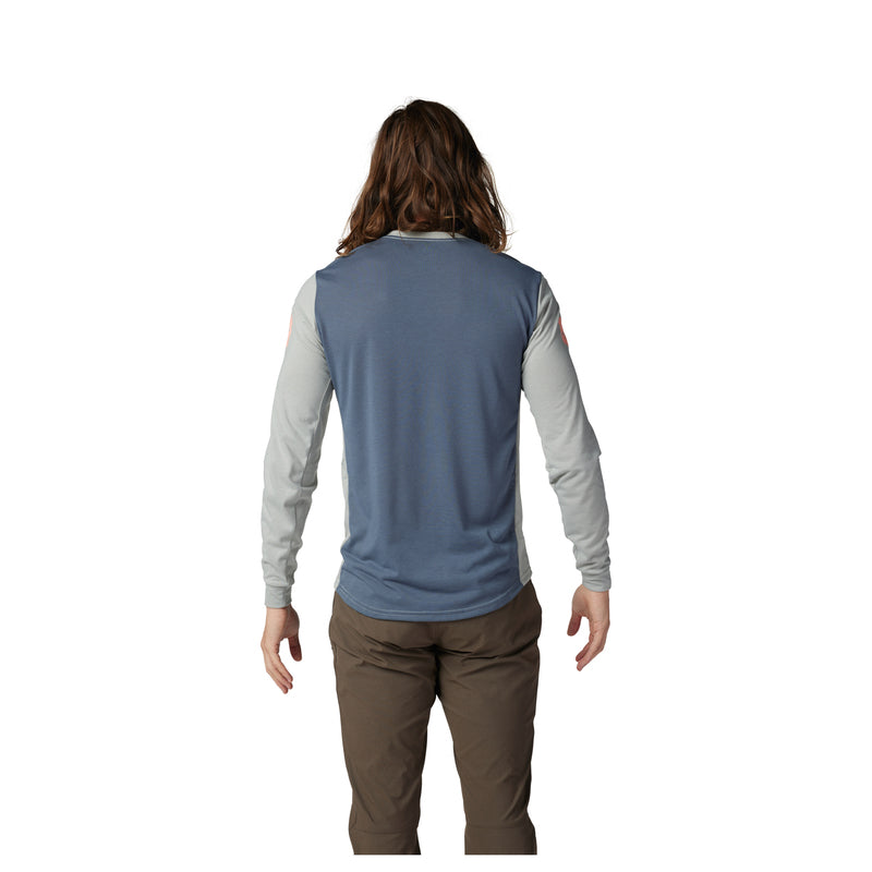 Fox Ranger Dr Aviation Grey Vintage Long Sleeve Cycling Jersey | RideHub