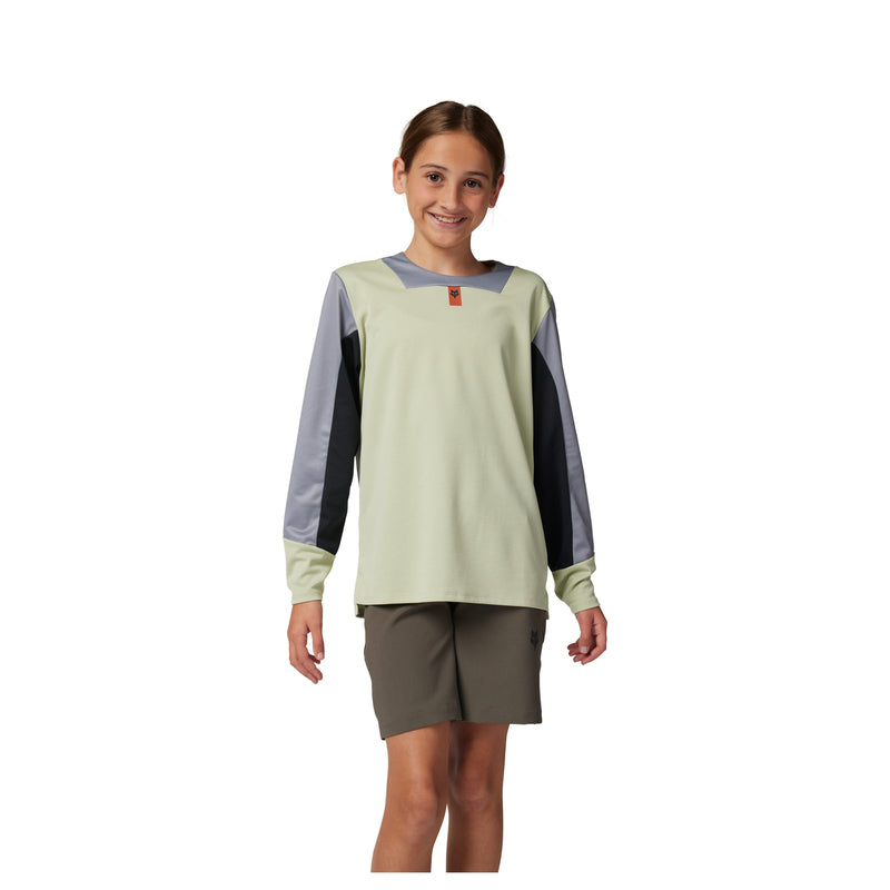Fox Junior Defend Cactus Long Sleeve Cycling Jersey | RideHub