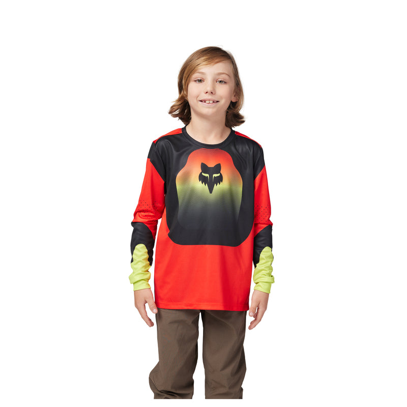 Fox Junior Ranger Revise Long Sleeve Cycling Jersey Red/Yellow | RideHub