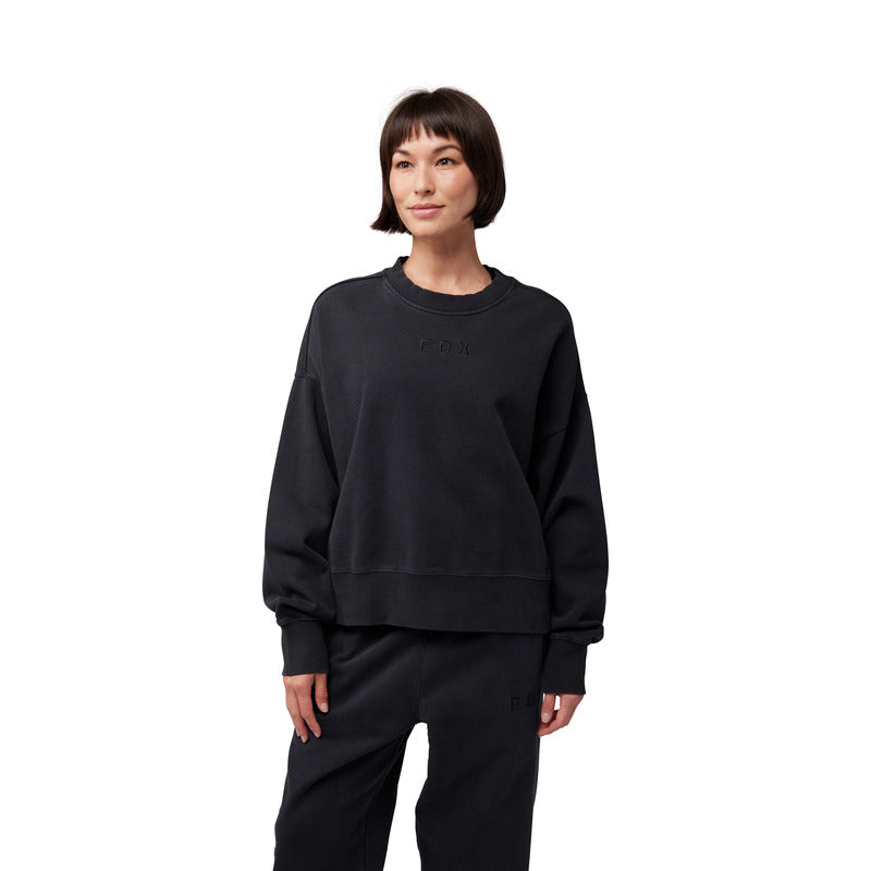 Fox Lady Wordmark Oversized Fleece Crew Black