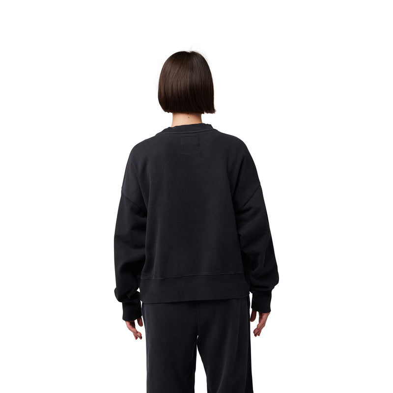 Fox Lady Wordmark Oversized Fleece Crew Black