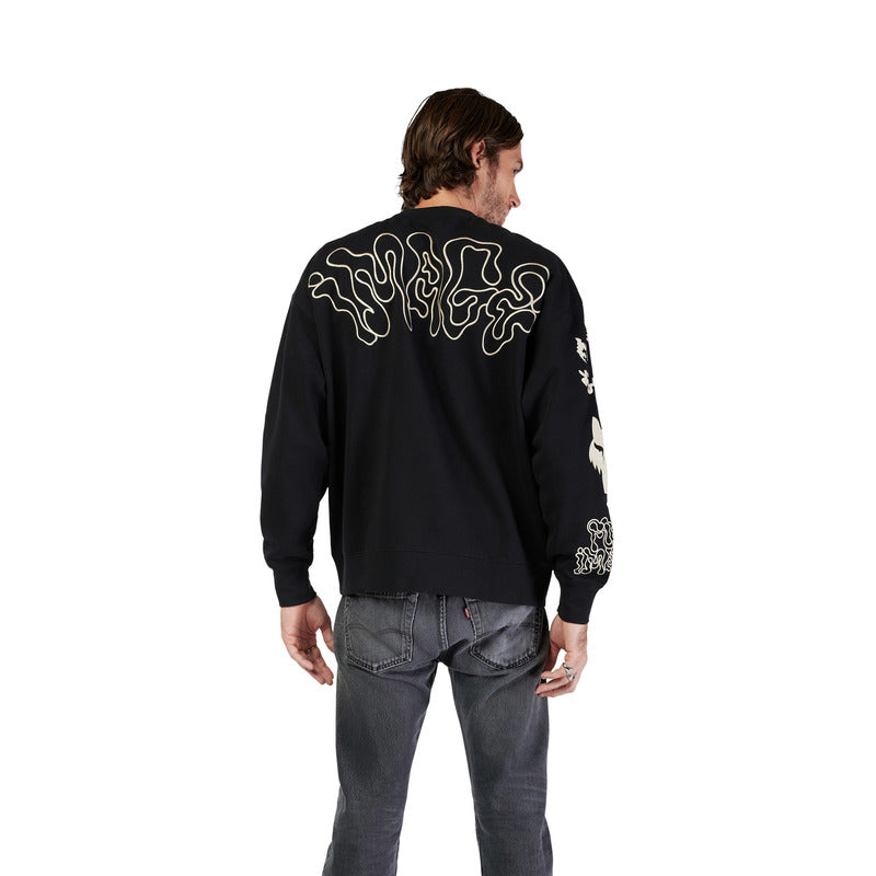 FOX HELLO FUTURE OVERSIZEDCREW BLACK HOODIE