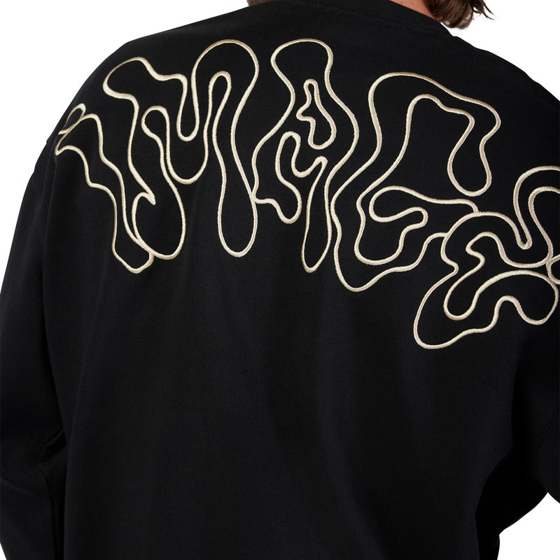 FOX HELLO FUTURE OVERSIZEDCREW BLACK HOODIE