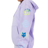 FOX LADY HELLO FUTURE FLEECE HOODIE LILAC