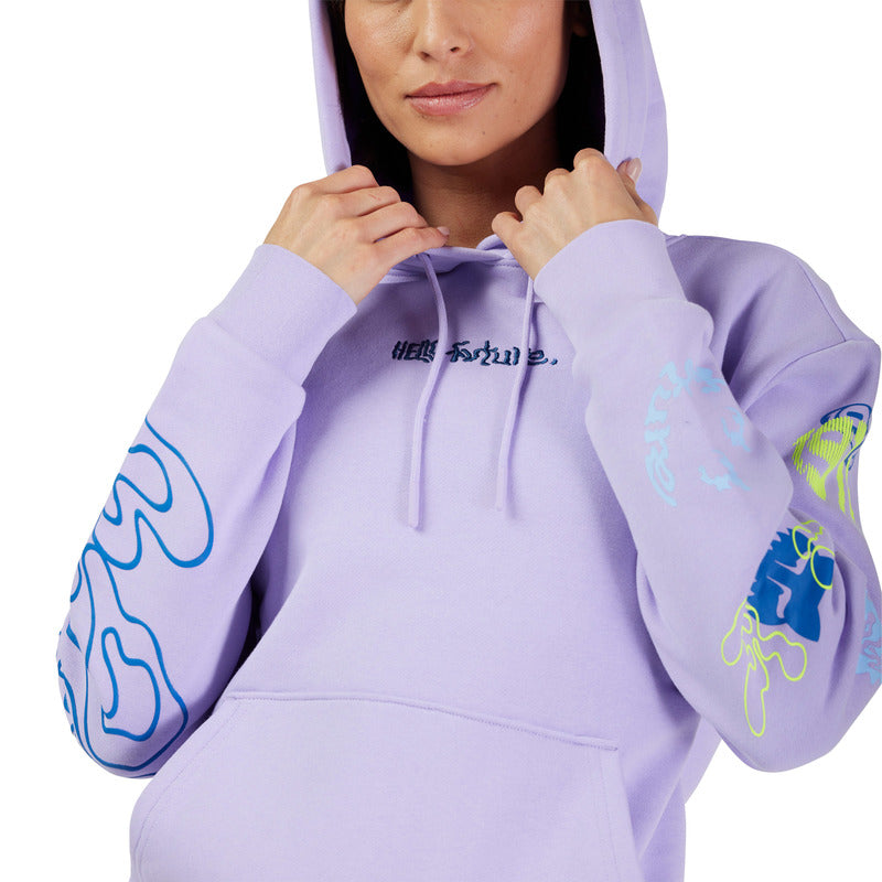 FOX LADY HELLO FUTURE FLEECE HOODIE LILAC