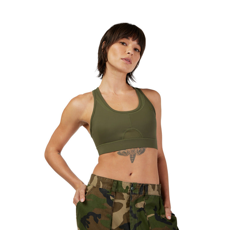 FOX LADY MOTIVE BRA OLIVE GREEN SPORTS BRA