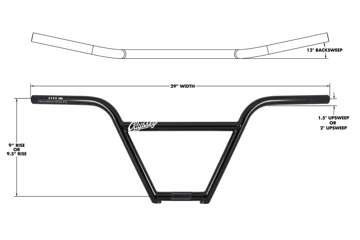 Odyssey 49er 4pc 9" BMX Handlebar | Ride Hub