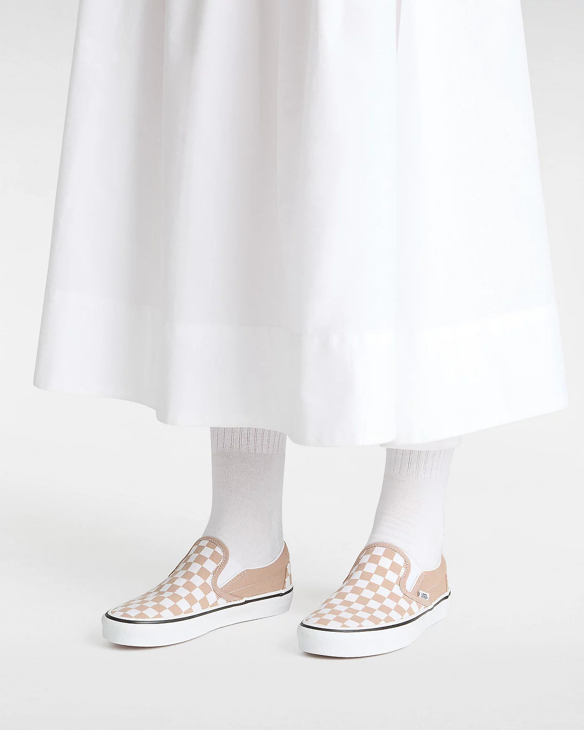 Vans Classic Slip-On Checkerboard Beige/White | RideHub