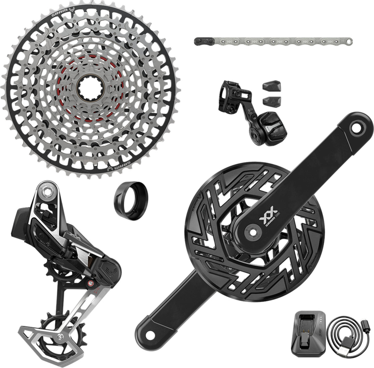 SRAM Kit XX AXS Eagle Transmission 175mm DUB Wide, 32T, 10-52T, incl. Ladegerät, Batterie &amp; Kette
