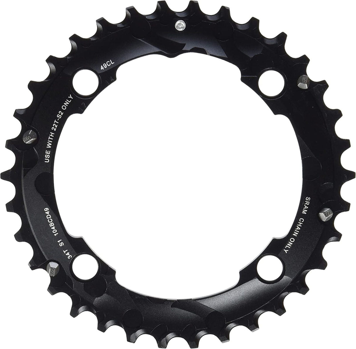 CHAIN ​​RING MTB 34T 104 AL5 2X10 MEDIUM PIN BLAST BLACK